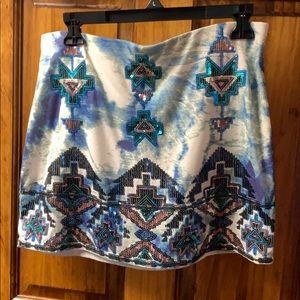 Express Tie Dye Mini Skirt with Sequins